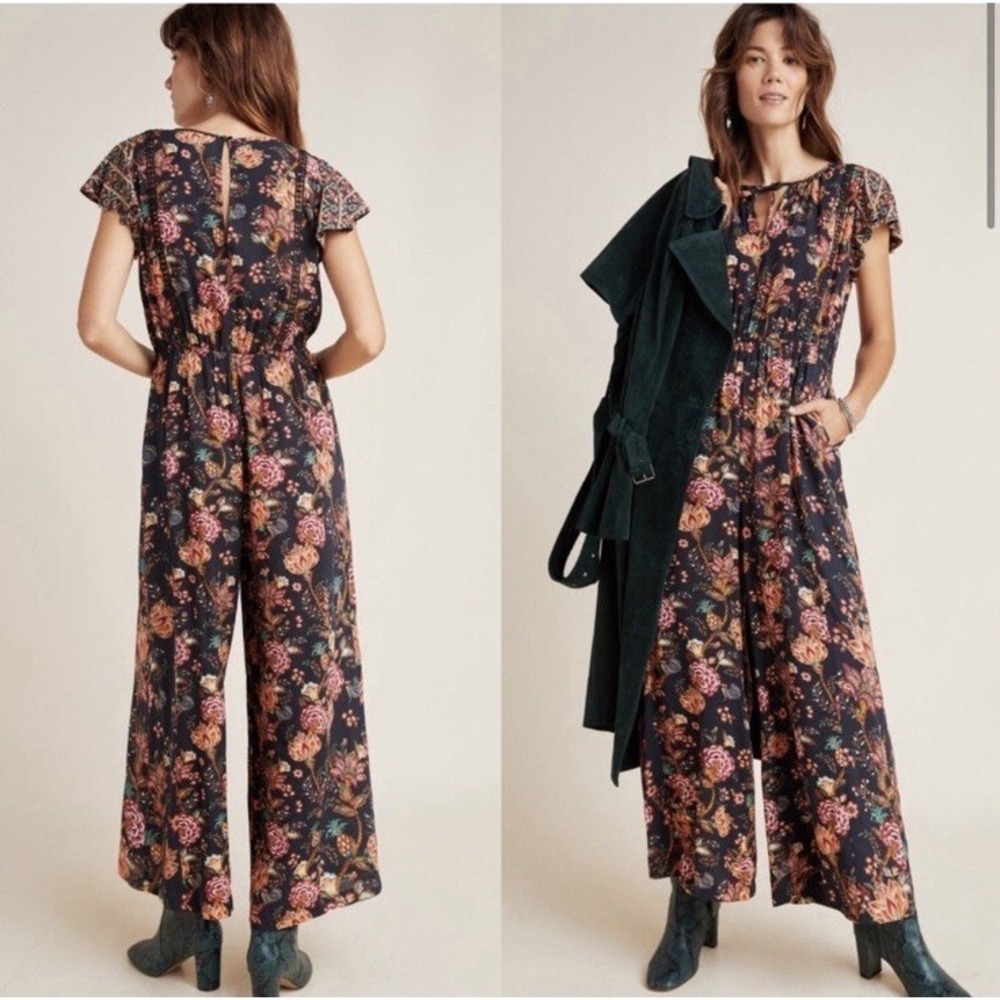 Farm Rio Lillian Wide-Leg Women's Jumpsuit Sz S Multicolor, Floral 100% Viscose